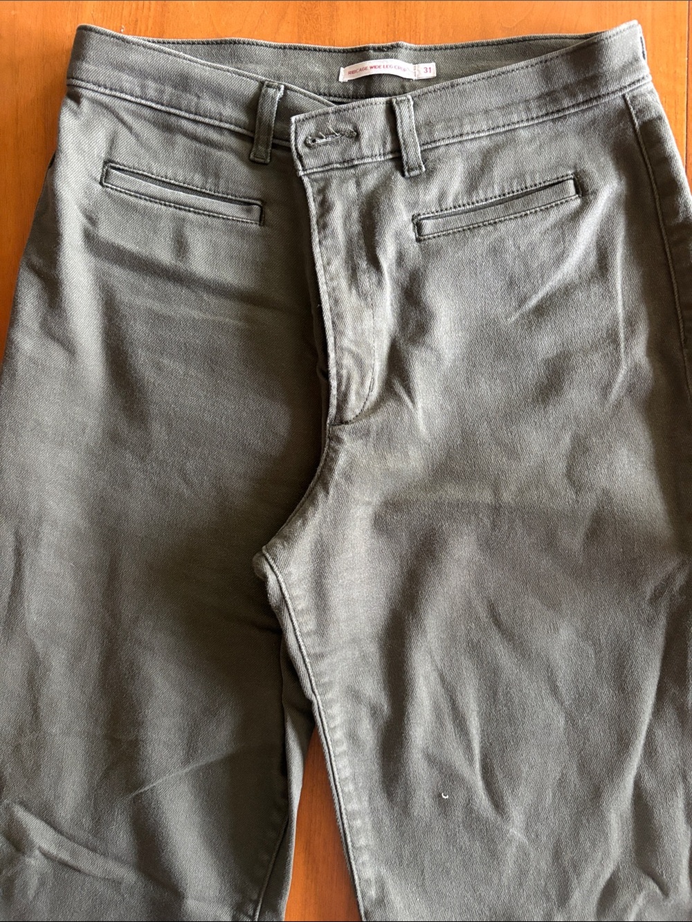 Ribcage Wide Leg Cropped Women's Jeans size 31 green
